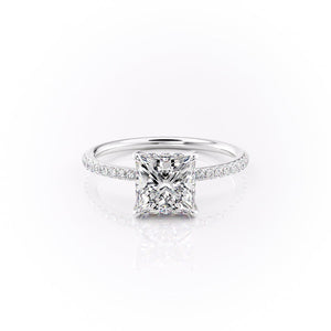 The Sandra Set  With A 3 Carat Princess 14K White Gold Moissanite