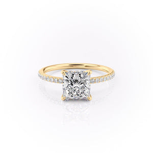 The Sandra Set With A 1 Carat Princess 18K Yellow Gold Lab Diamond