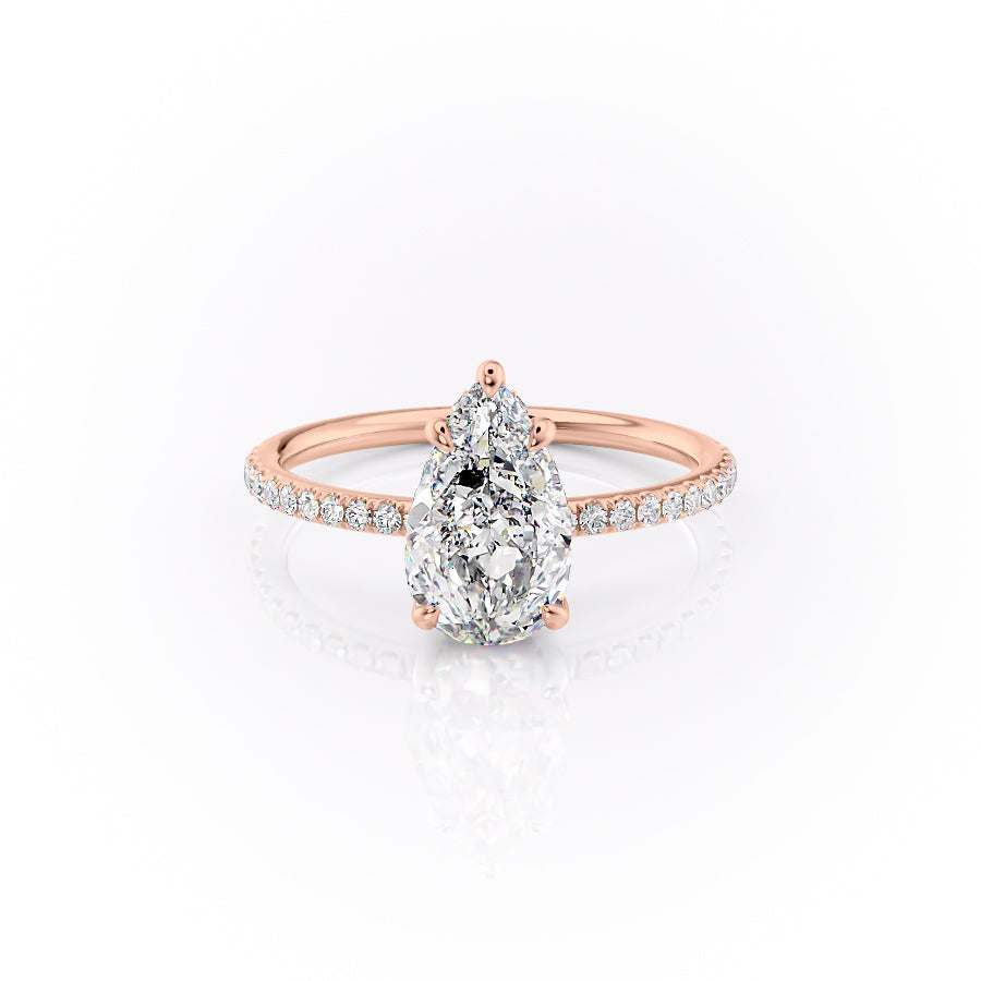 The Sandra Set  With A 4.5 Carat Pear 14K Rose Gold Moissanite