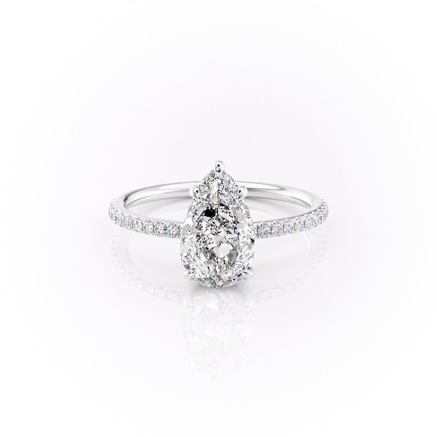 The Sandra Set With A 2 Carat Pear 18K White Gold Lab Diamond