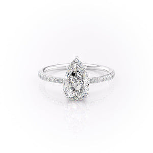 The Sandra Set With A 2.5 Carat Pear 18K White Gold Lab Diamond