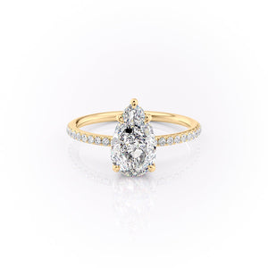 The Sandra Set With A 2.5 Carat Pear 18K Yellow Gold Lab Diamond