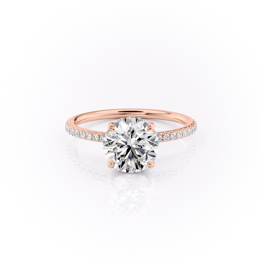The Sandra Set  With A 1.5 Carat Round 14K Rose Gold Moissanite