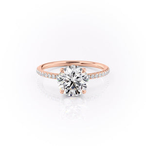 The Sandra Set With A 1.5 Carat Round 14K Rose Gold Lab Diamond