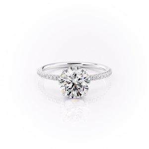 The Sandra Set  With A 1.5 Carat Round 18K White Gold Moissanite