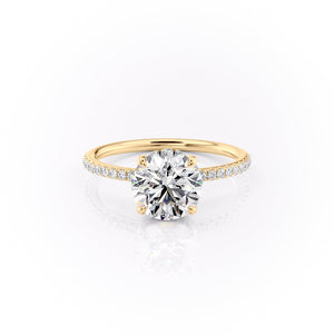 The Sandra Set With A 3 Carat Round 18K Yellow Gold Lab Diamond