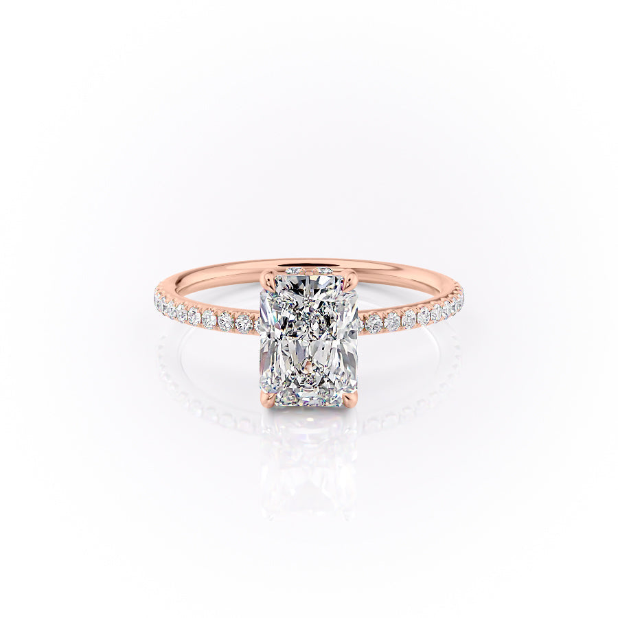 The Sandra Set With A 1 Carat Radiant 14K Rose Gold Lab Diamond