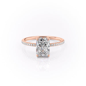 The Sandra Set With A 3 Carat Radiant 14K Rose Gold Lab Diamond