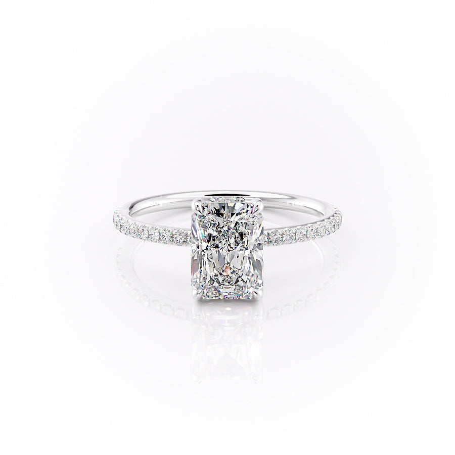 The Sandra Set With A 1 Carat Radiant 18K White Gold Lab Diamond