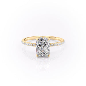 The Sandra Set  With A 2.5 Carat Radiant 18K Yellow Gold Moissanite
