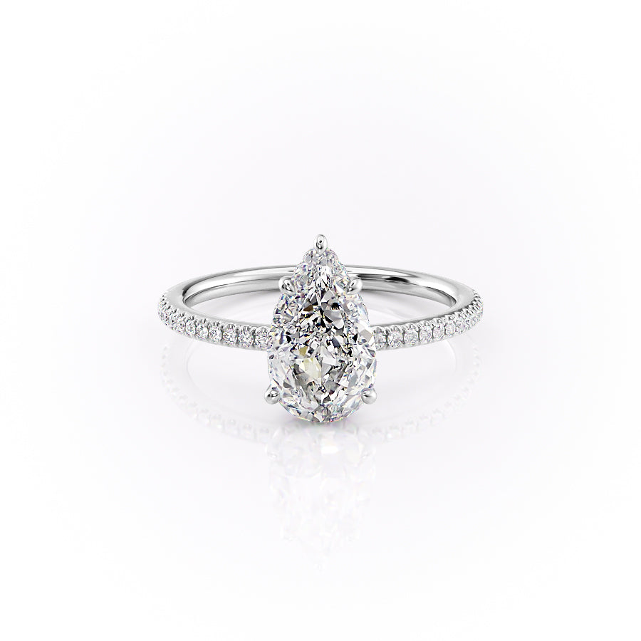 The Margot Set  With A 1 Carat Pear 14K White Gold Moissanite