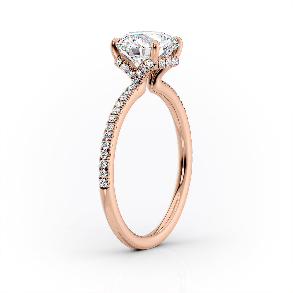 The Pave Margot Set  With A 2 Carat Radiant 14K Rose Gold Moissanite