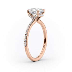 The Margot Set  With A 2.5 Carat Oval 14K Rose Gold Moissanite