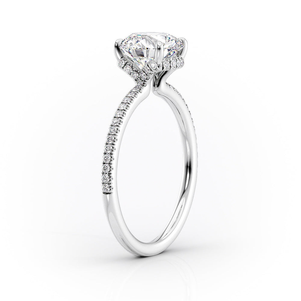 The Pave Margot Set  With A 5 Carat Round 14K White Gold Moissanite