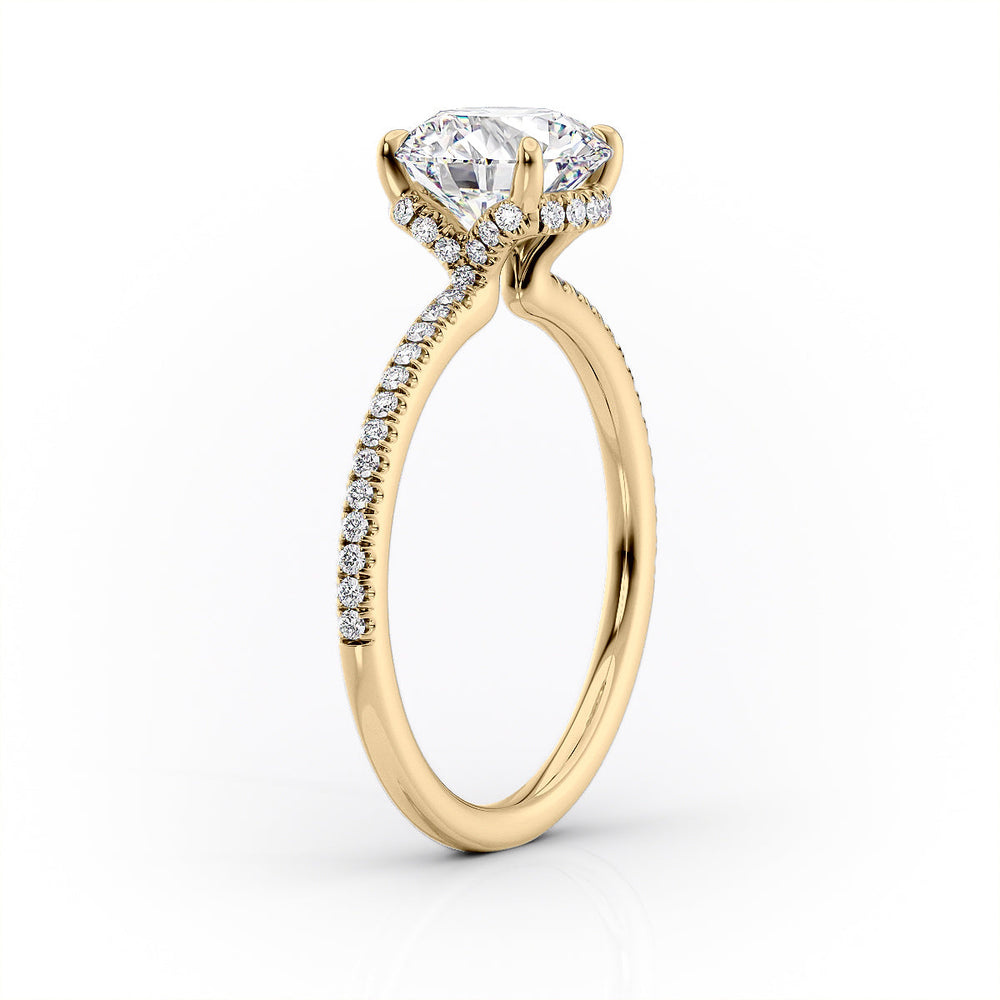 The Pave Margot Set  With A 4.5 Carat Princess 14K Yellow Gold Moissanite