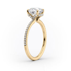 The Pave Margot Set  With A 5 Carat Round 14K Yellow Gold Moissanite