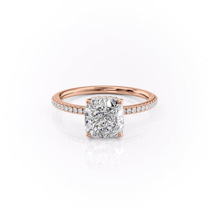 The Margot Set  With A 3.5 Carat Cushion 14K Rose Gold Moissanite