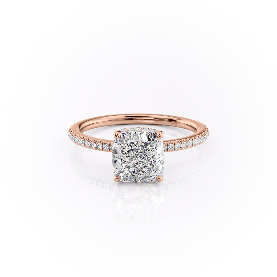 The Margot Set  With A 1.5 Carat Cushion 14K Rose Gold Moissanite