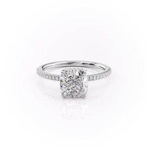The Margot Set  With A 3 Carat Cushion 14K White Gold Moissanite