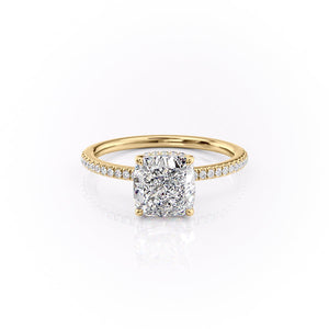 The Margot Set  With A 3.5 Carat Cushion 18K Yellow Gold Moissanite