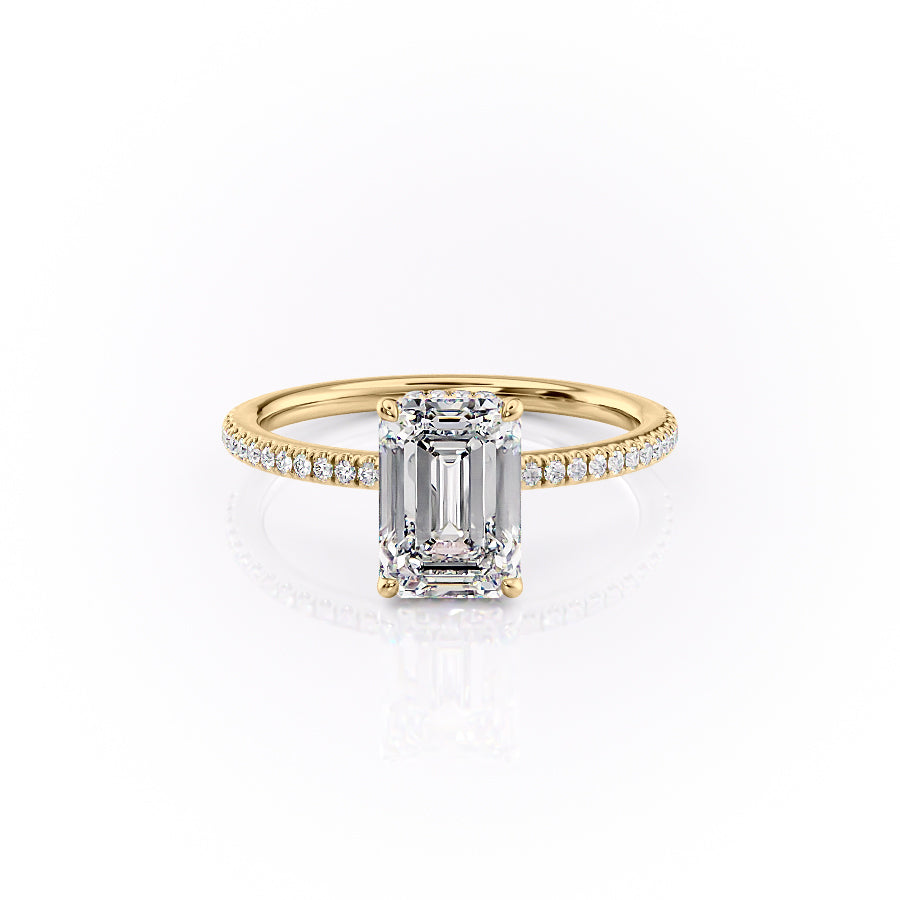 The Margot Set  With A 1 Carat Emerald 18K Yellow Gold Moissanite