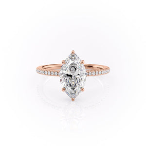 The Margot Set  With A 5 Carat Marquise 14K Rose Gold Moissanite