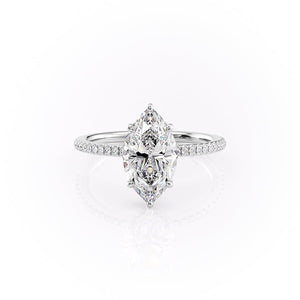 The Margot Set  With A 1 Carat Marquise 18K White Gold Moissanite