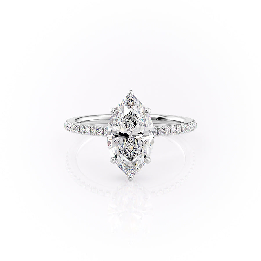 The Margot Set  With A 5 Carat Marquise 14K White Gold Moissanite