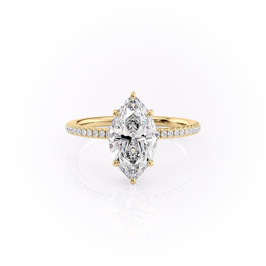 The Margot Set  With A 2.5 Carat Marquise 14K Yellow Gold Moissanite