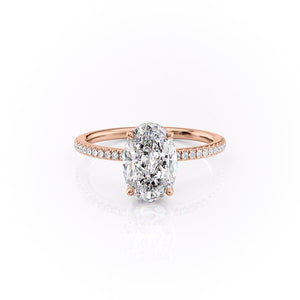 The Margot Set  With A 2 Carat Oval 14K Rose Gold Moissanite