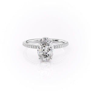 The Pave Margot Set With A 1.5 Carat Oval 18K White Gold Lab Diamond