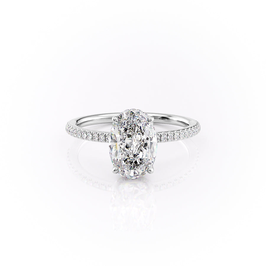 The Margot Set  With A 2 Carat Oval 18K White Gold Moissanite