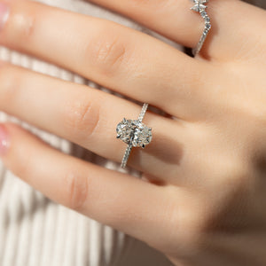 The Margot Set  With A 1 Carat Oval 18K White Gold Moissanite