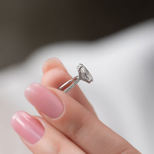 The Pave Margot Set  With A 5 Carat Oval 14K White Gold Moissanite