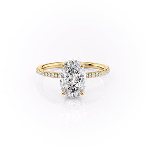 The Margot Set  With A 4.5 Carat Oval 14K Yellow Gold Moissanite