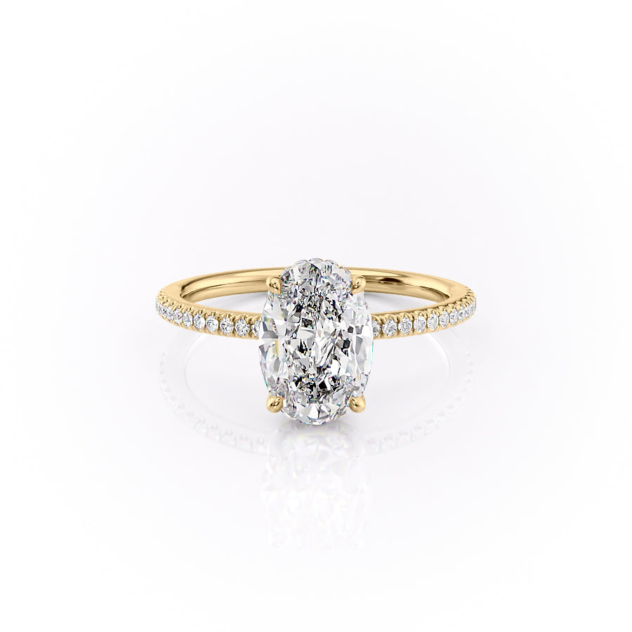 The Margot Set  With A 2.5 Carat Oval 18K Yellow Gold Moissanite