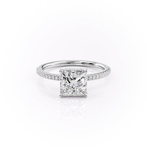 The Margot Set  With A 2.5 Carat Princess 14K White Gold Moissanite