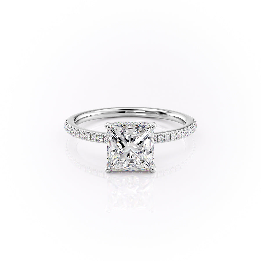 The Margot Set  With A 2 Carat Princess 14K White Gold Moissanite