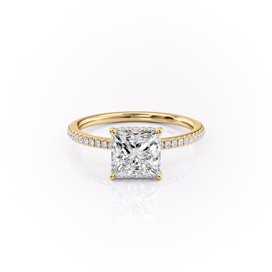 The Margot Set  With A 2.5 Carat Princess 18K Yellow Gold Moissanite