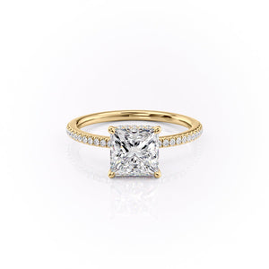 The Margot Set  With A 2 Carat Princess 18K Yellow Gold Moissanite
