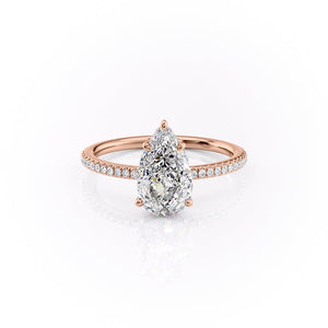 The Margot Set  With A 4.5 Carat Pear 14K Rose Gold Moissanite