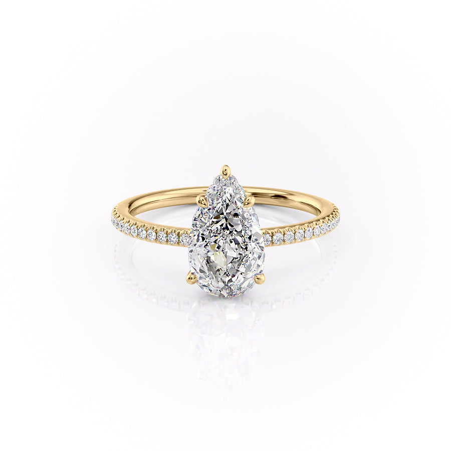 The Margot Set  With A 2.5 Carat Pear 14K Yellow Gold Moissanite
