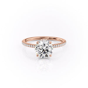The Pave Margot Set  With A 2.5 Carat Round 14K Rose Gold Moissanite