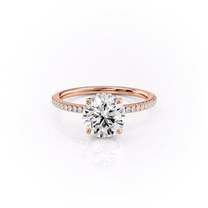 The Margot Set  With A 3.5 Carat Round 14K Rose Gold Moissanite