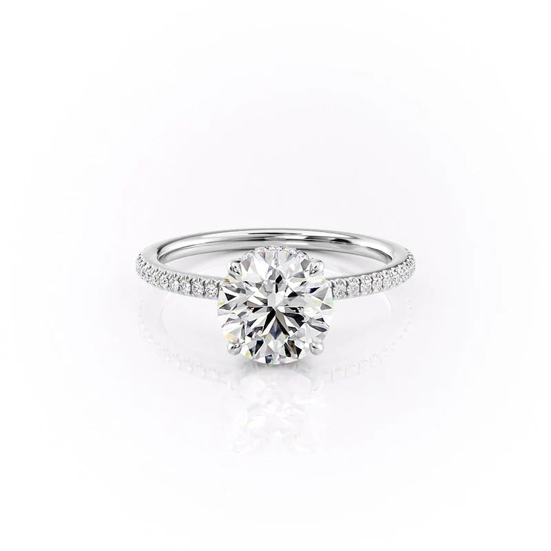 The Pave Margot Set  With A 4 Carat Oval 14K White Gold Moissanite