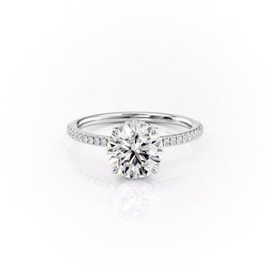 The Margot Set  With A 1.5 Carat Round 18K White Gold Moissanite