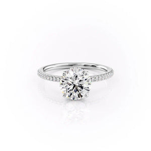 The Pave Margot Set With A 3 Carat Round 14K White Gold Lab Diamond