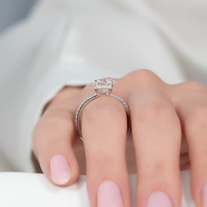 The Pave Margot Set  With A 2 Carat Round 14K White Gold Moissanite