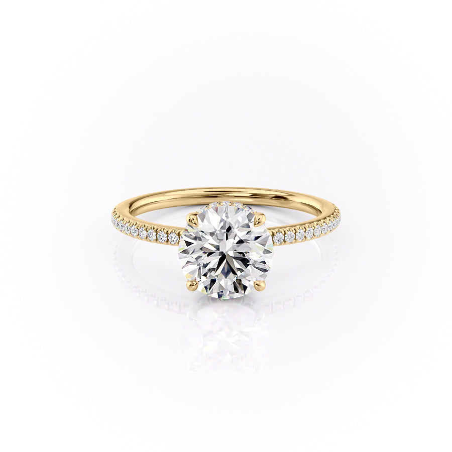 The Margot Set  With A 5 Carat Round 18K Yellow Gold Moissanite