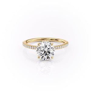 The Margot Set  With A 3.5 Carat Round 14K Yellow Gold Moissanite